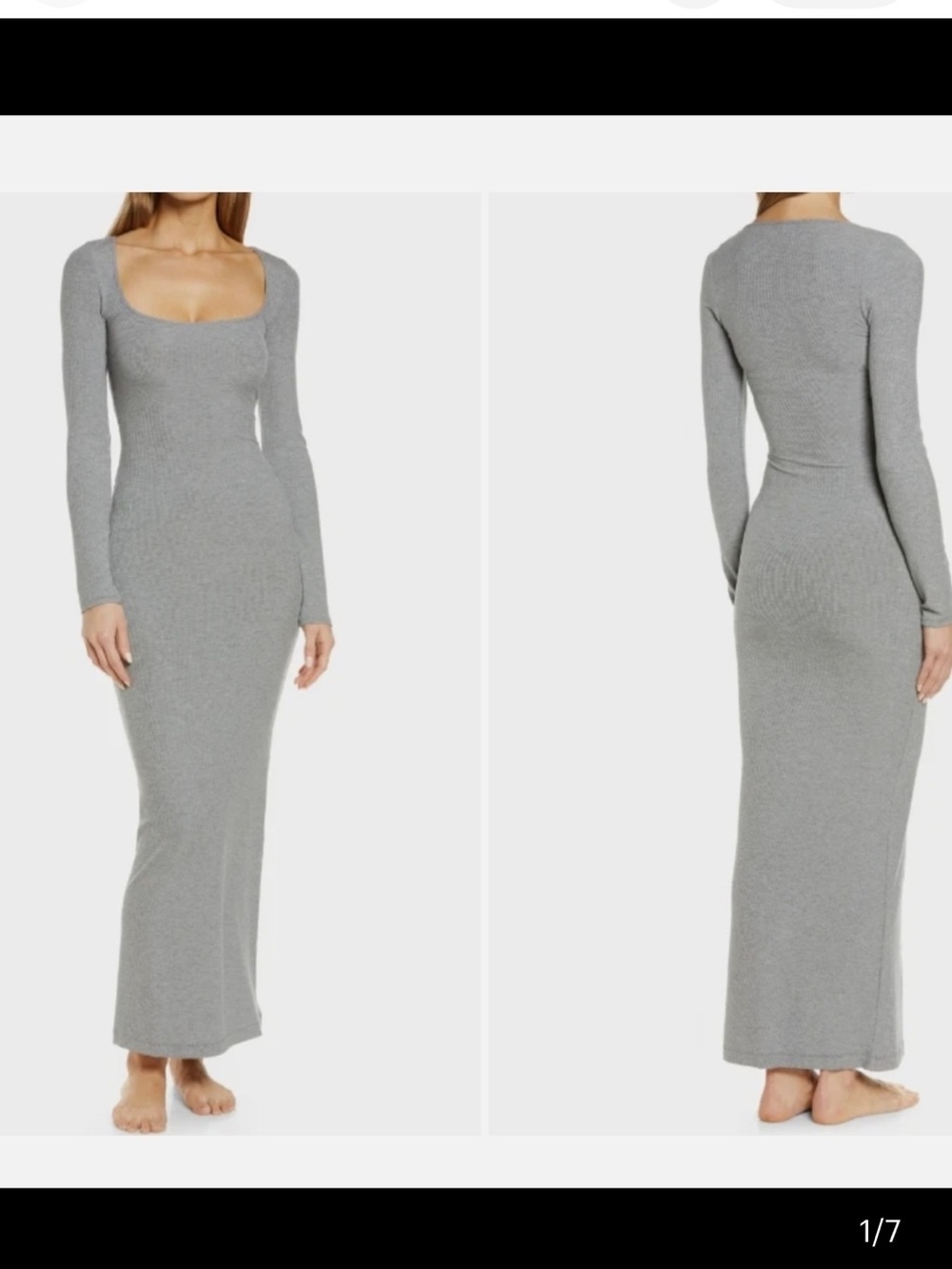 SKIMS Soft Lounge Grey Long Sleeve Scoop Neck Maxi Dress Small - Picture 2 of 5